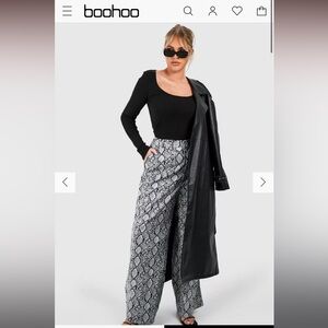 Snake print wide leg trousers